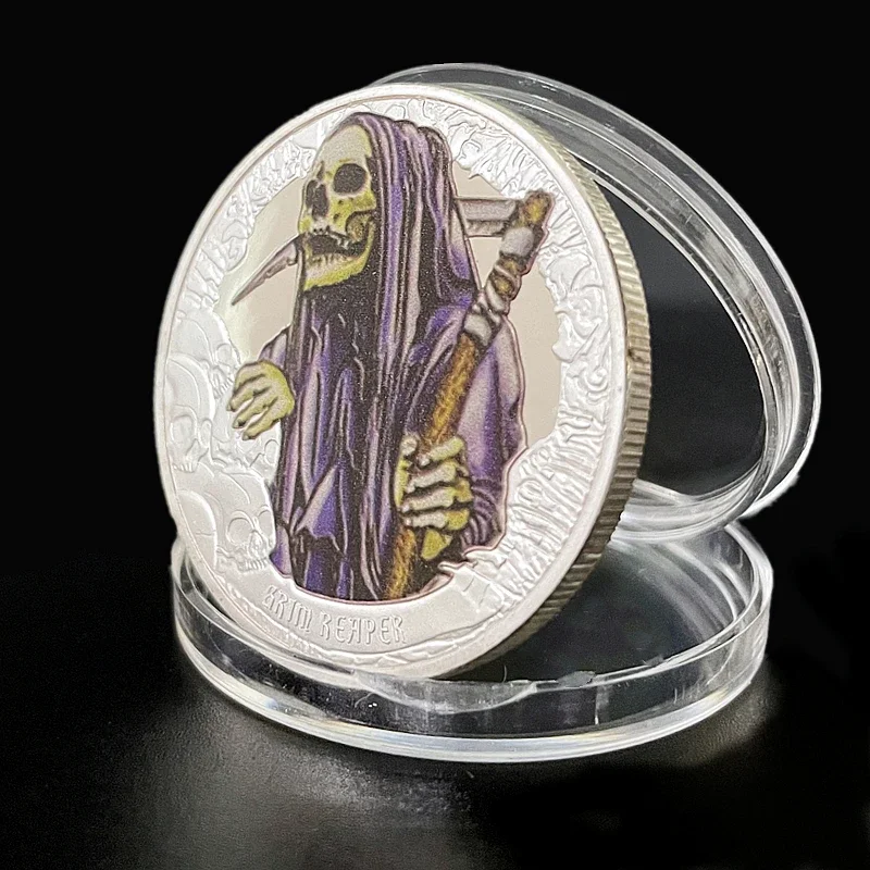 Halloween Commemorative Coin Collectible Silver Plated Challenge Coin Werewolf Death Mummy Headless Rider Colorful Souvenir Coin