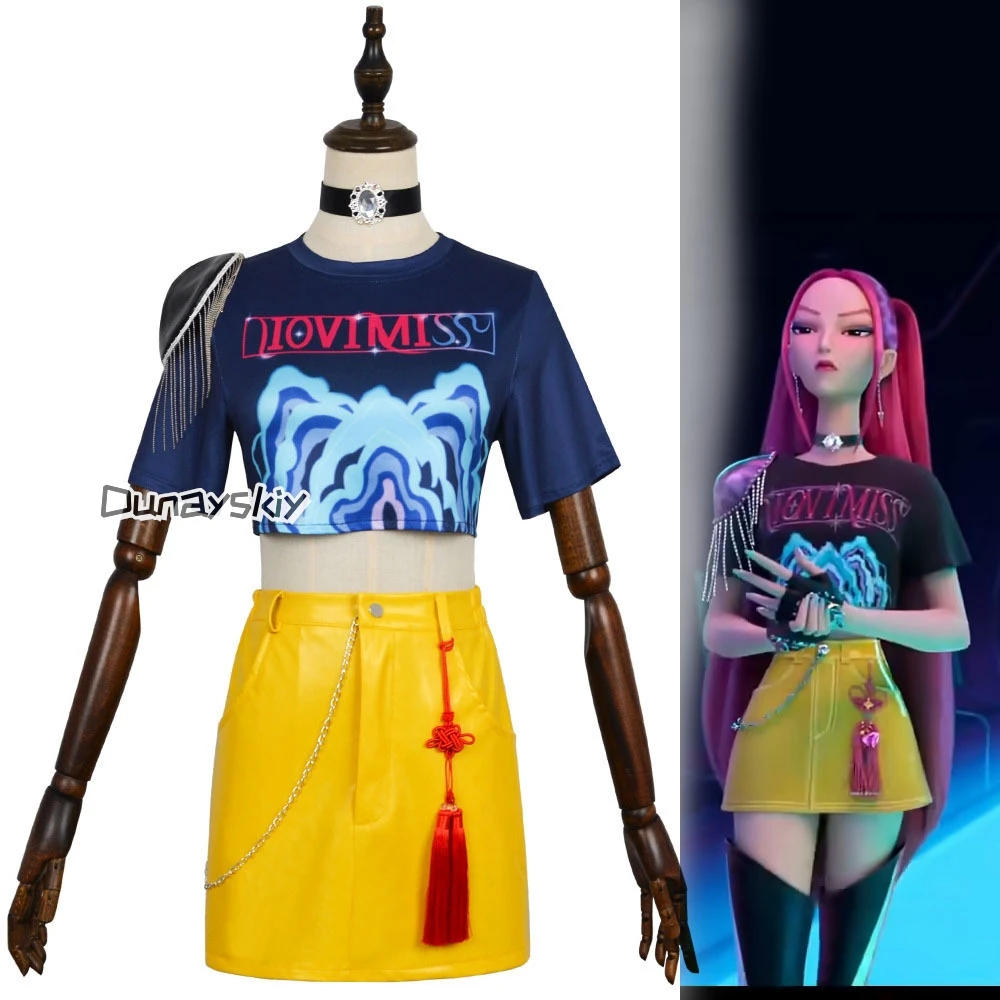 

Kpop Demon Hunters Mira Cosplay 코스프레 Suits Huntrix K Pop Demon Hunters Top Skirt Sets 케이팝데몬헌터스 Women Halloween Party Roleplay