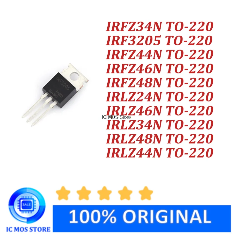 

10PCS IRF740 IRF1312 IRF1404 IRF1405 IRF1407 IRF2805 IRF3205 IRFB3207PBF