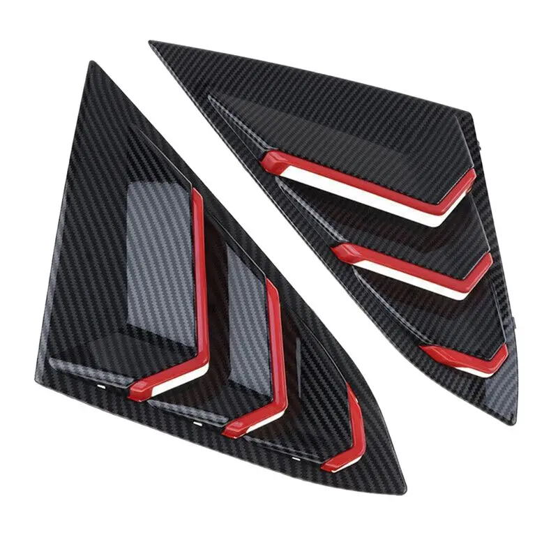 

For Honda Civic 2016-2021 Sedan Rear Side Vent Quarter Window Louver Cover Triangular Window Trim Replacement Carbon Fiber Red
