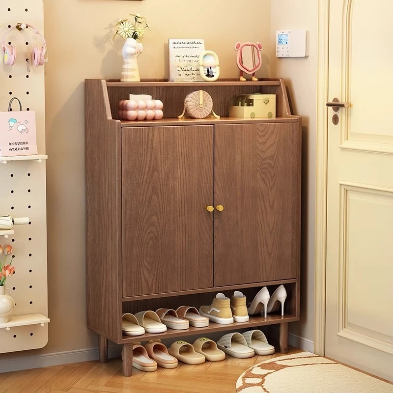 DSA solid wood shoe cabinet enters the door, living room storage, household door porch cabinet, large-capacity foyer cabinet