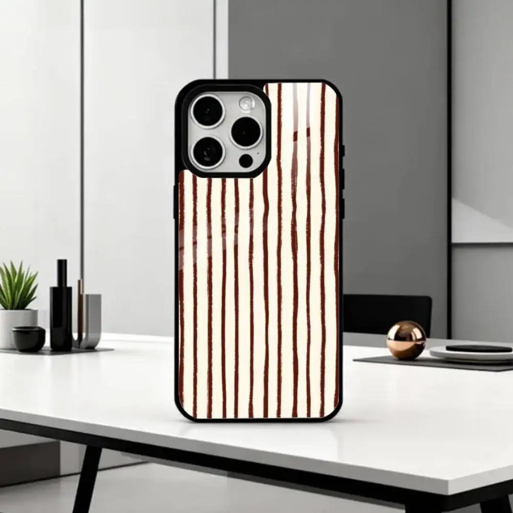 B-Burgundy White Stripe   Phone Case For iPhone17,16,15,14,13,12,11 Plus,Pro Max Magnetic For Magsafe Wireless Charging