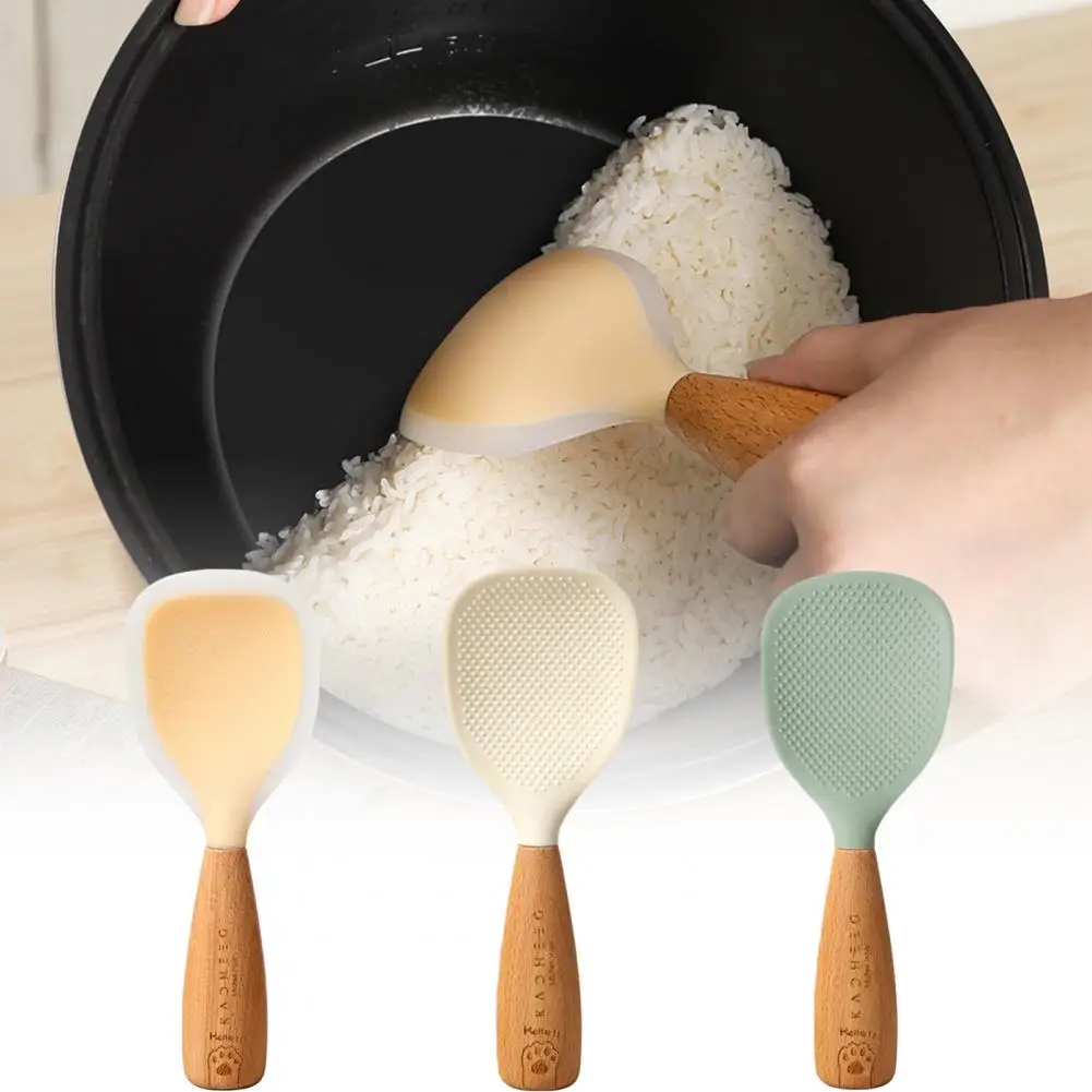 High Temperature Resistant Spoon Silicone Rice Spoon with Standing Feature Non-stick Food Grade Serving Spatula High Temperature
