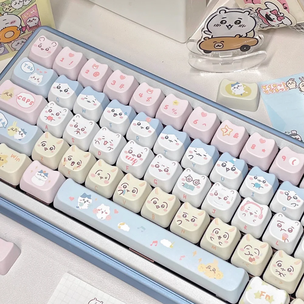 

Kawaii Keycaps 140 Keys MOA Height Keycap Set PBT DYE-Sub for 60/64/65/68/87/98/104 Mechanical Keyboards