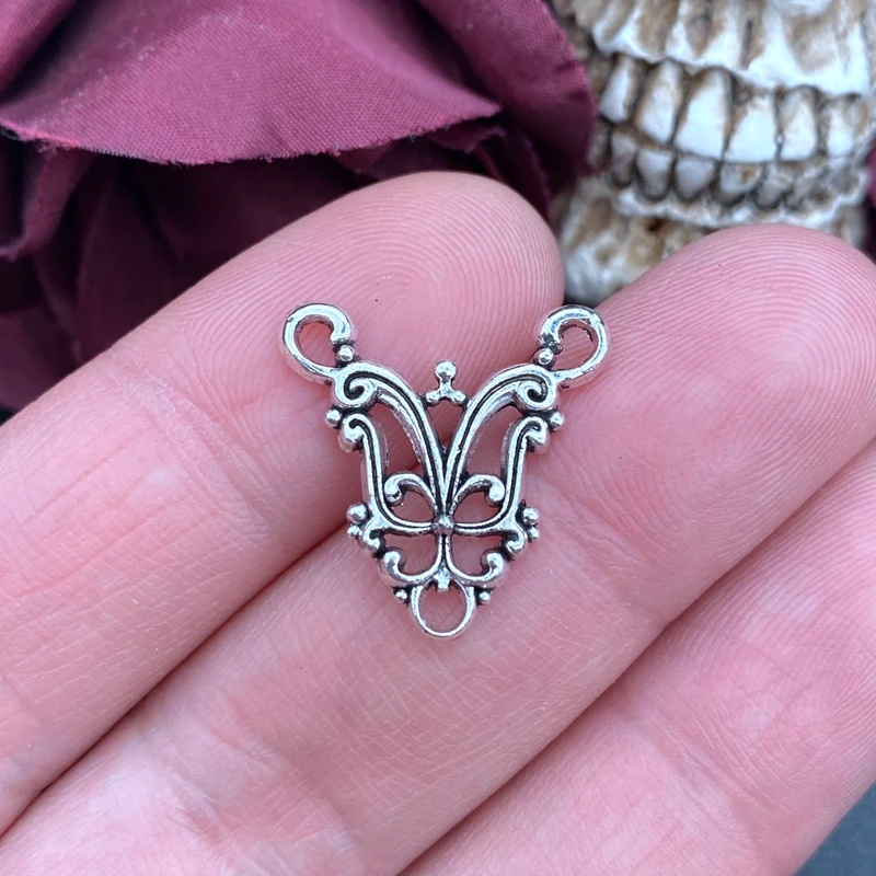 15pcs Flower Butterfly Connector Necklace Connectors Charms Pendant Designer Charms Fit Jewelry Making DIY Jewelry Findings