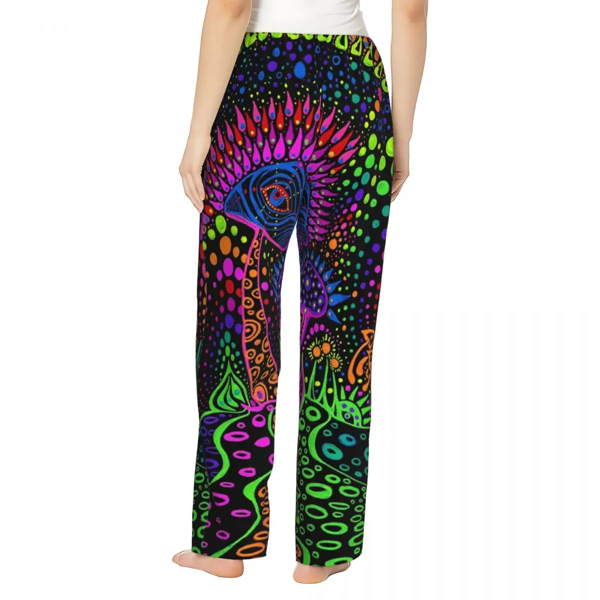 Aangepaste Psychedelische Paddo 'S Print Lava Pyjama Broek Vrouwen Lounge Slaap Trekkoord Nachtkleding Broek Met Zakken