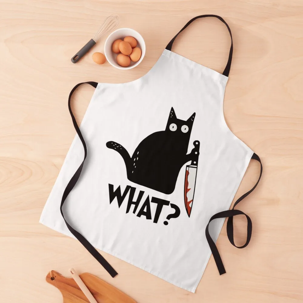 

Cat What Murderous Black Cat With Knife Gift Premium T-Shirt Apron kitchen items and home 2022 women's kitchen aprons