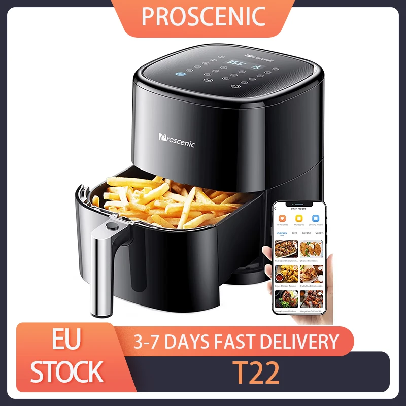 Proscenic T22 1500W Air Fryer with 13 Presets & Shake Reminder, Oil Free Air Fryer 5L, Compatible with APP & Voice Control