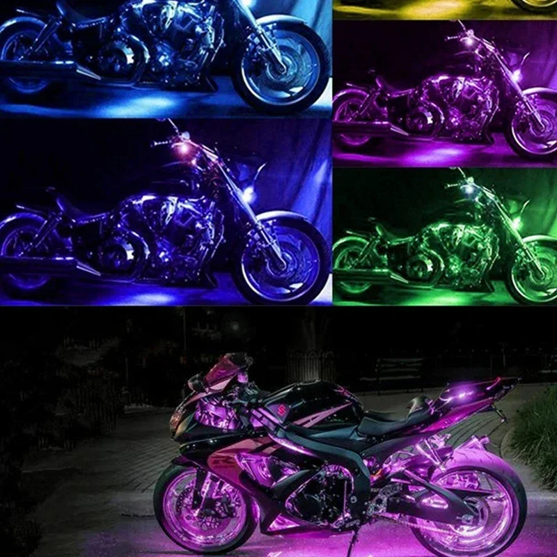 12 فولت محركات السيارات مصباح ديكور مقاوم للماء APP LED RGB اللون سيارة الإضاءة شريط مرن ضوء دراجة نارية الملحقات