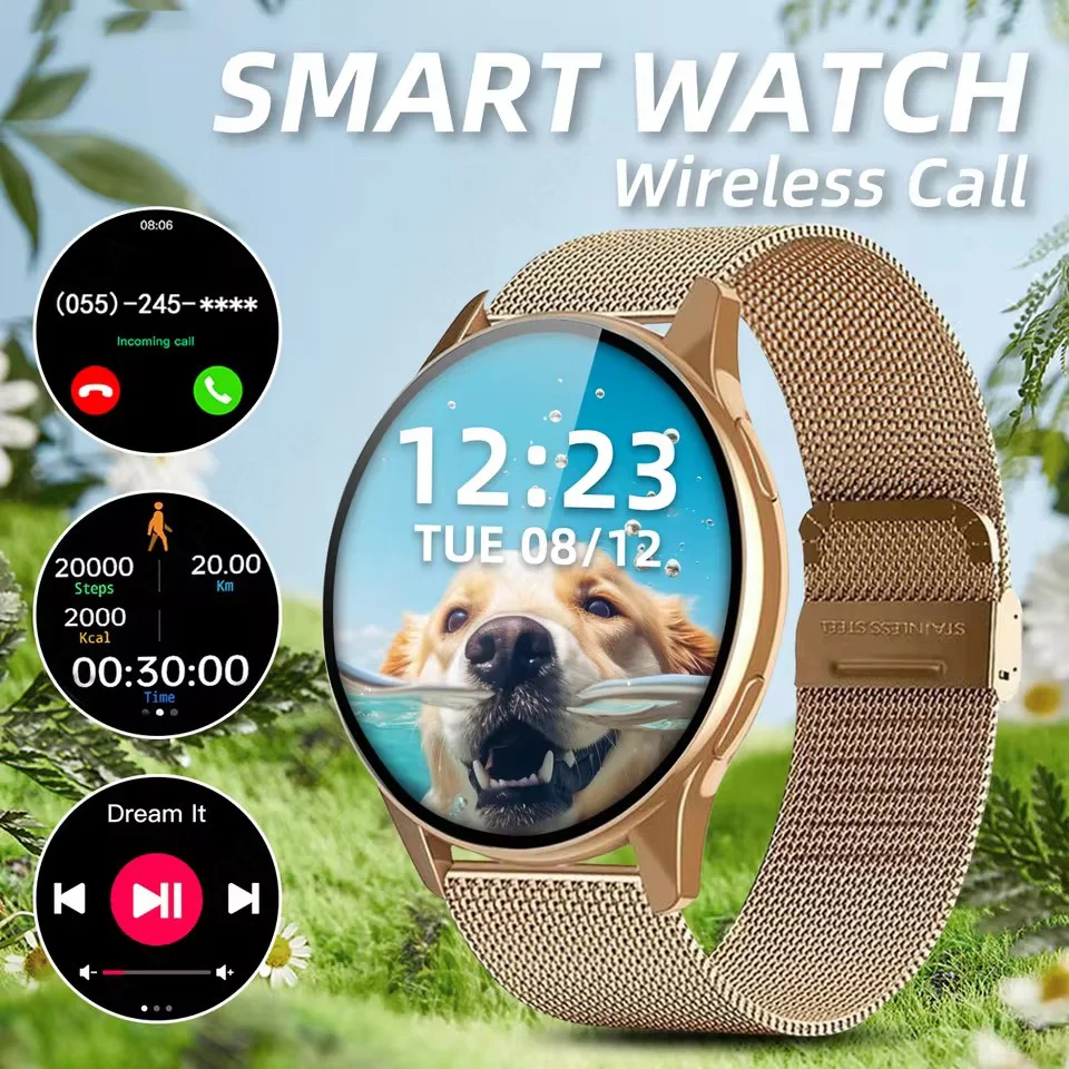 NEUE Smarte Uhr für Männer und Frauen mit Drahtlosem Anruf, KI-Sprachassistent, Benachrichtigungen, Multifunktionale Uhr, Geschenkidee für die Feiertage HT30