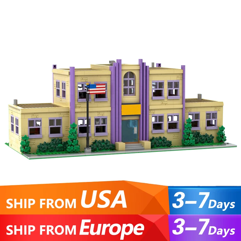 2733PCS MOC Springfield Elementary School Building Blocks City Street View School Modular Architecture Model Education Toy Gift