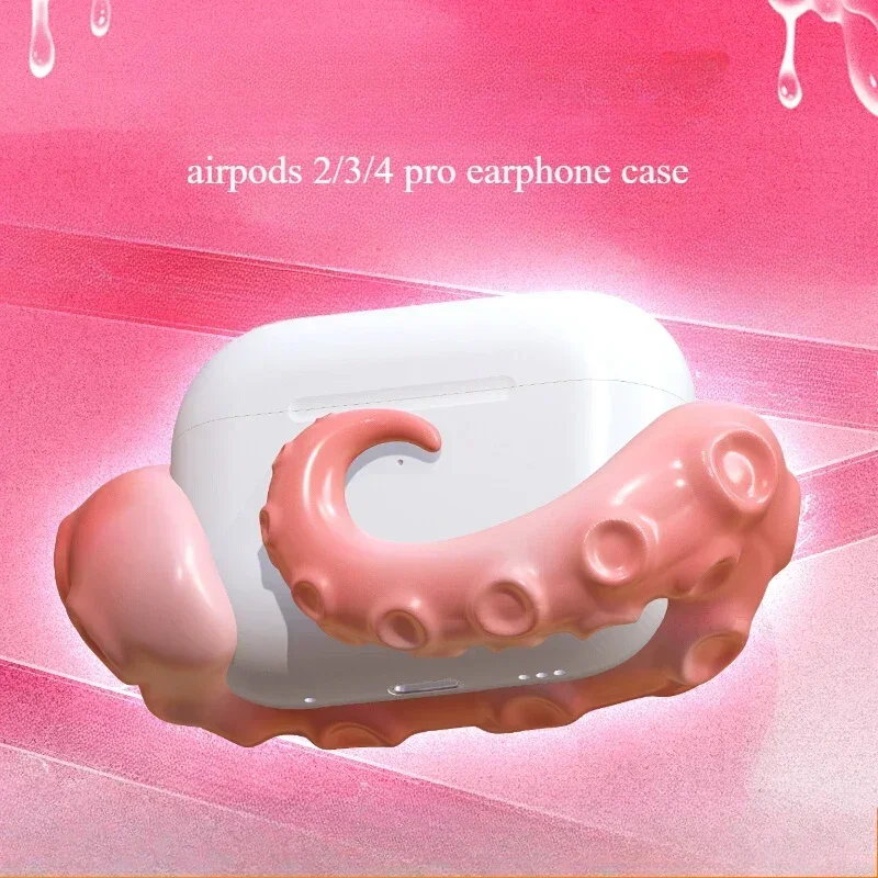 Pink Octopus Earphone Case for Airpods Pro/3/4 Case 3D Resin Customize Earphone Case Decoration Anti Fall Accessories Gifts