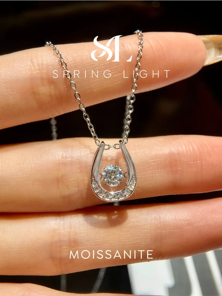 

KNB муассанит с бриллиантом подкова кулон для женщин подарок стерлингового серебра 925 пробы цепочка ожерелье вечерние колье ювелирные аксессуары