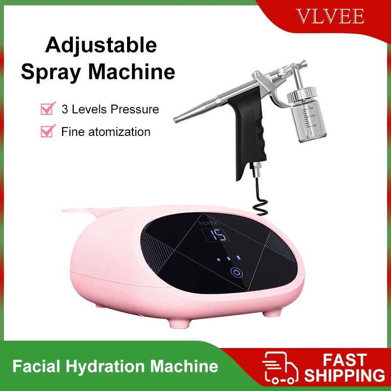 VLVEE New Professional facial hydration machine High Pressure hand-held spray gun 3 levels adjustment Face Skin moisturizing