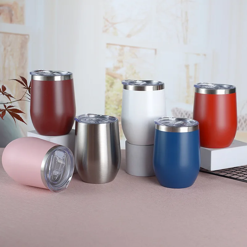 

360ml Double Wall Egg Shape Stainless Steel Coffee Mug Tea Beer Mug Thermos Vacuum Flask Office and Home Insulated Coffee Cup