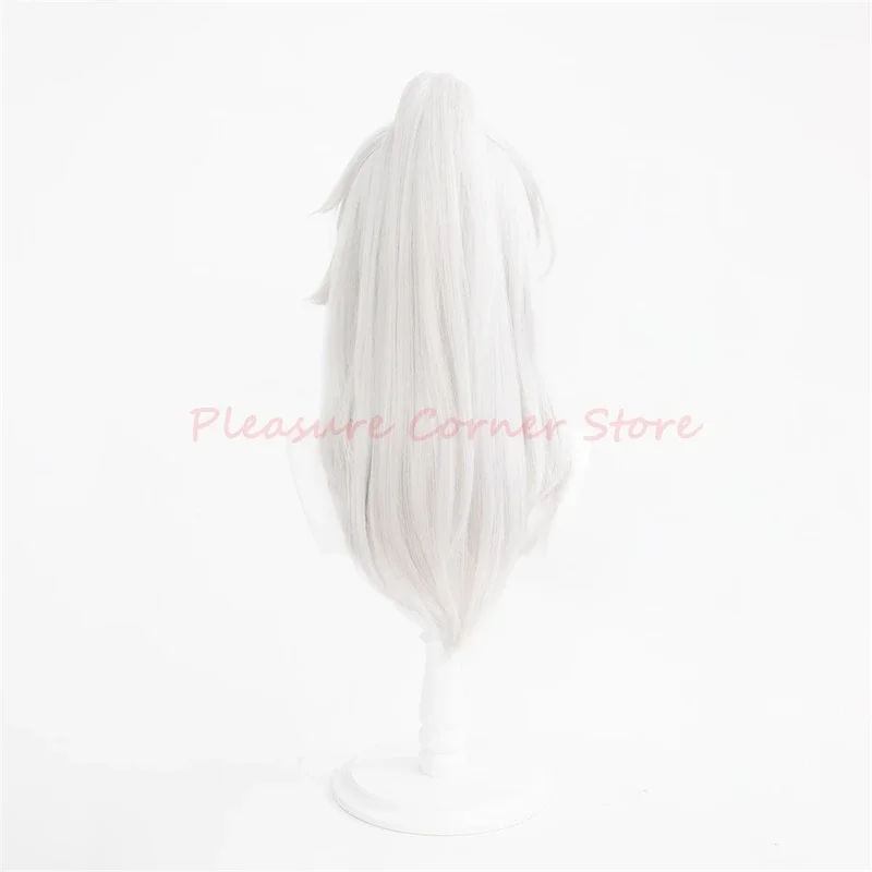 Gioco Honkai Star Rail Jing Yuan Parrucca Cosplay con Coda di Cavallo Jingyuan Honkai Star Rail Parrucca Cosplay Argento Bianco Jing Yuan Parrucca