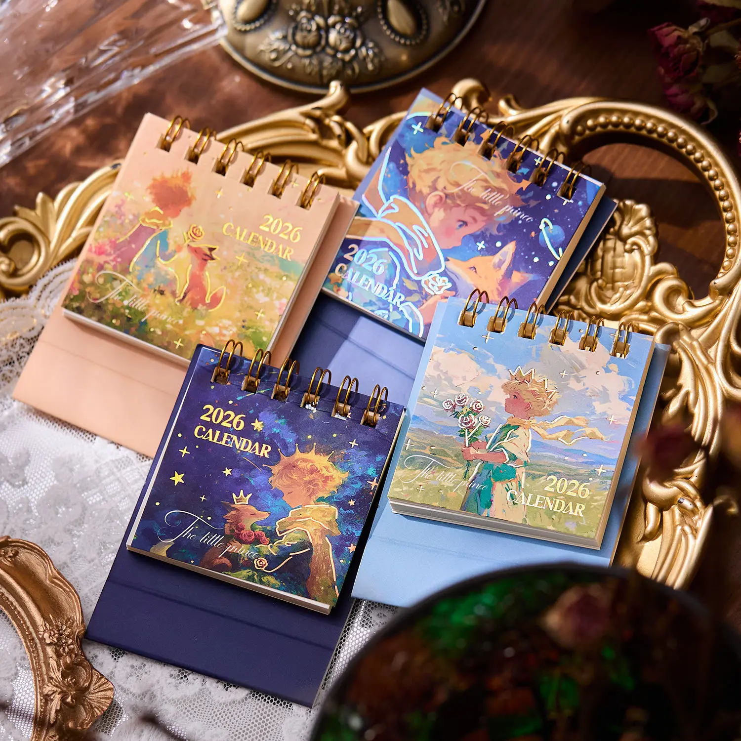 2026 البرنز البسيطة أجندة مكتبية /رزنامة مكتبية الأمير سلسلة المحمولة التقويم سطح المكتب الحلي تسجيل في خطة التقويم الصغير هدايا عيد الميلاد