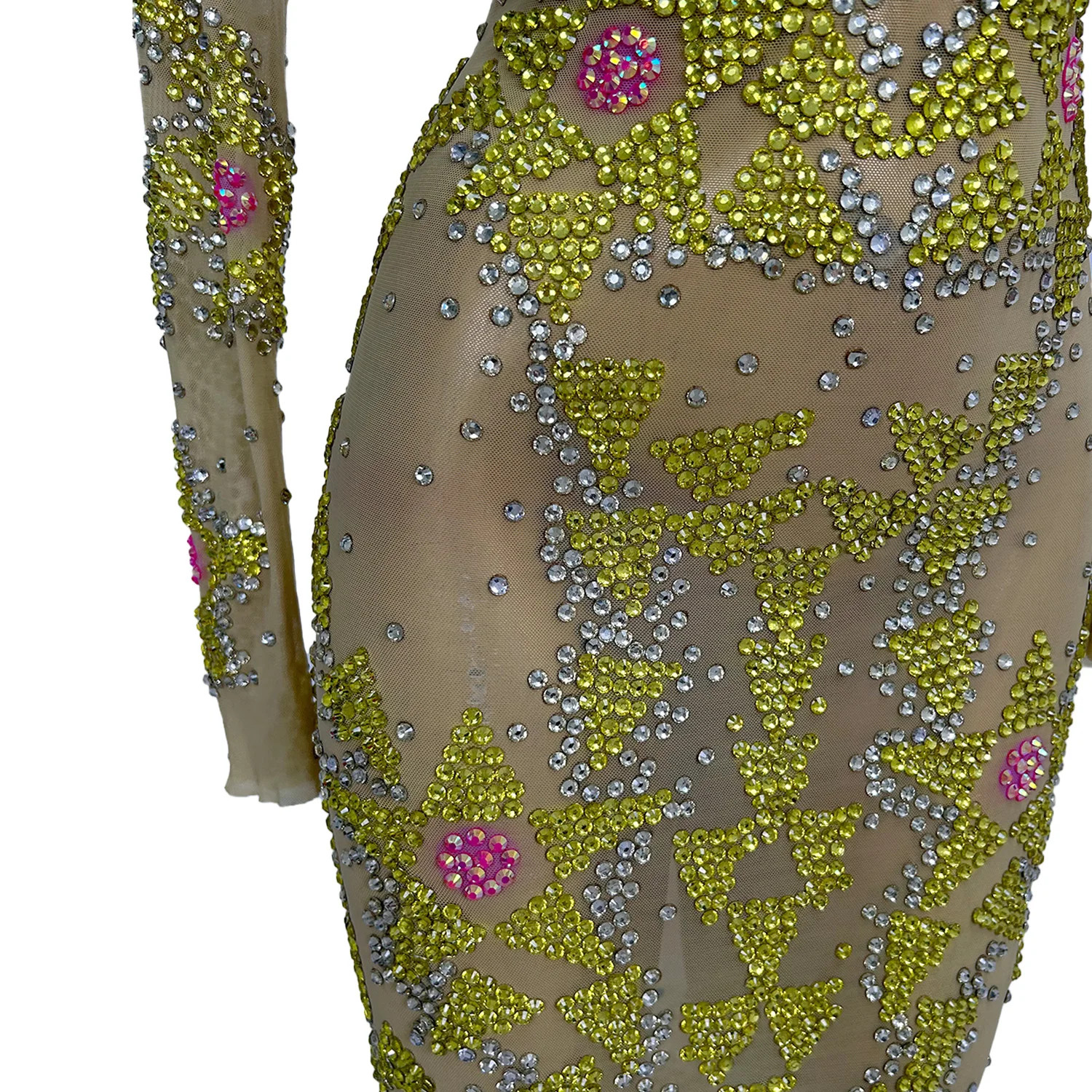 Sexy Transparent Night Club Party Rhinestone Mini Dress Women Evening Gown Prom Outfit Ladies Dinner Cocktail Pencil Dress