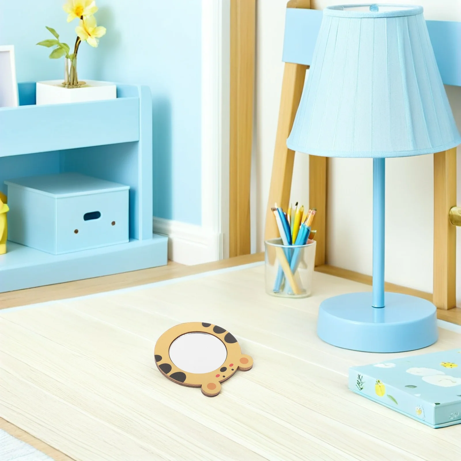 Espejo de baño de madera para niños pequeños, diseño de cerdo redondo, habilidades cognitivas para bebés, juego de agua, aprendizaje sensorial para el baño, diversión, 2 uds.