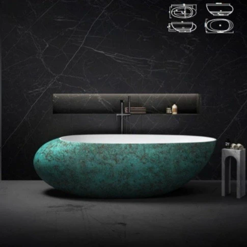 Seamless One-Piece Freestanding Acrylic Bathtub, PMMA Matte Color Stone Bath Tub for Bathroom, Modern Design