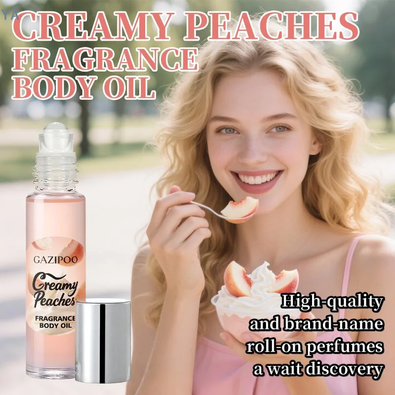 [Y]10ml Creamy Peach Roll-On Fragrance Oil Long Lasting Women's Fragrance Body Oil Portable Mini Fragrance For Daily Use