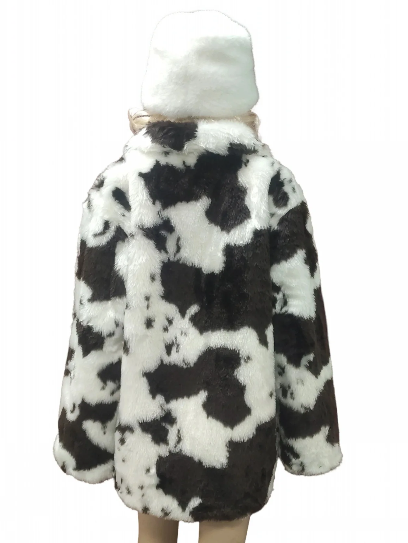 الشتاء النساء سترات صوفية فروي تيدي معطف المرأة Harajuku حليب البقر طباعة فو الفراء سترة خمر الهيب هوب الدافئة الشارع الشهير