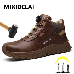 New Rotating Button Men Boots Anti-smash Anti Puncture Safety Shoes Men Work Boots Steel Toe Shoes Security Indestructible Shoes