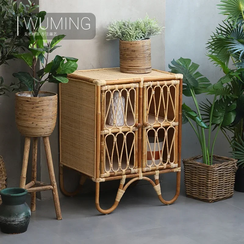 Household Restaurant Storage Cabinet for Rattan-Woven Sideboard Cabinet