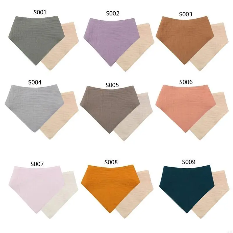 

40JC Baby Toddler Cotton Bib Trendy Feeding Pocket Burp Girl Boy Infant Saliva Towel Decorative Solid Color Bibs Cloth