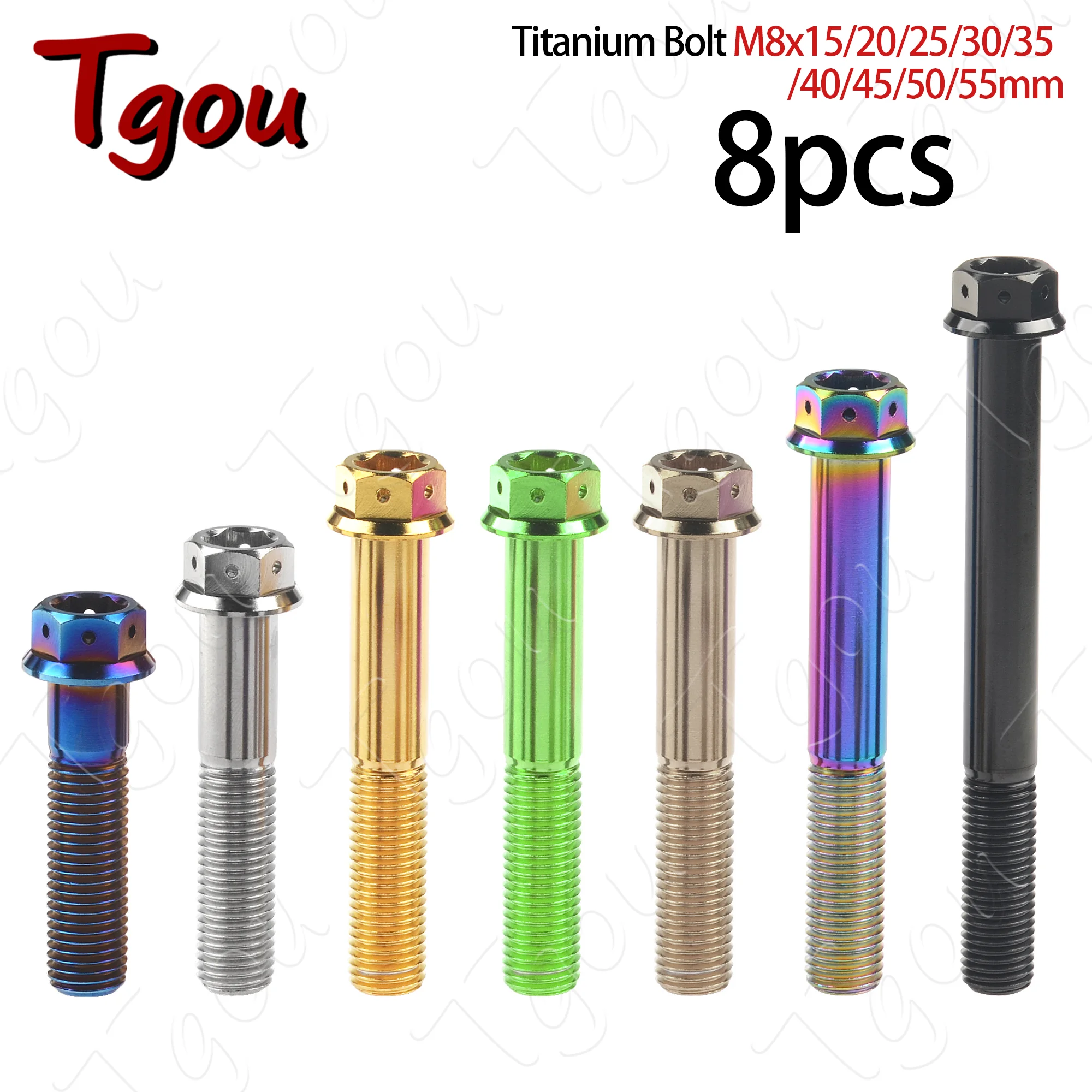 

Tgou Titanium Bolt M8x15/20/25/30/35/40/45/50/55mm Flange Inner Outer Hexagon Screws for Motorcycle Disc Brake 8pcs