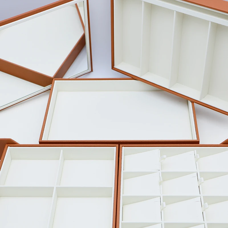 بو الجلود والمجوهرات صندوق سفر متعدد الطبقات الخشب مجوهرات المنظم حالات عرض المجوهرات المخصصة #3