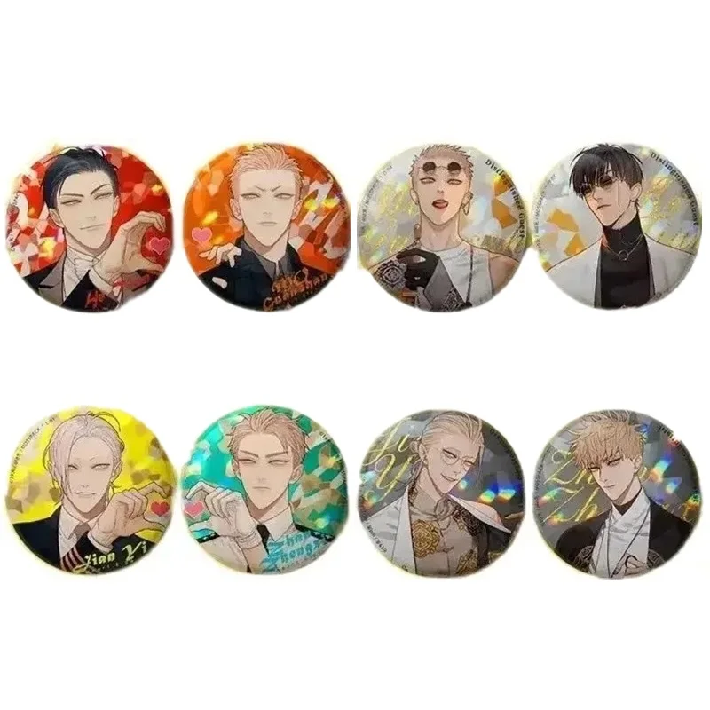 New Old Xian 19 Days Manhwa Metal Badge Mo Guanshan, He Tian Flash Brooch Tinplate Badges Cosplay Gift 65mm