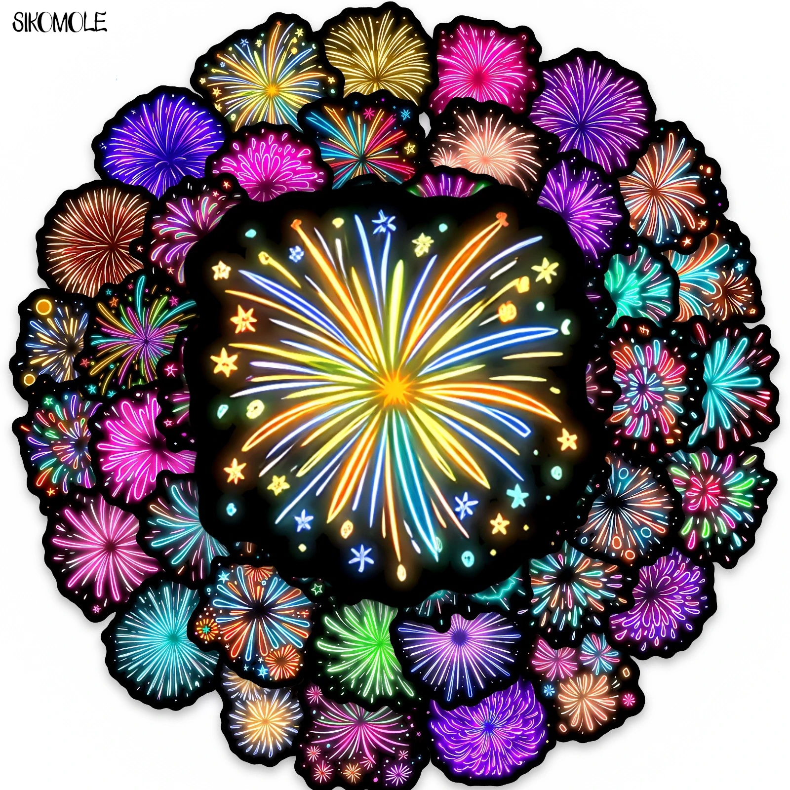 10/30/50PCS Colorful Neon Flower Fire Materials Stickers Book DIY Skateboard Guitar Luggage Suitcase Decoration Graffiti Sticker