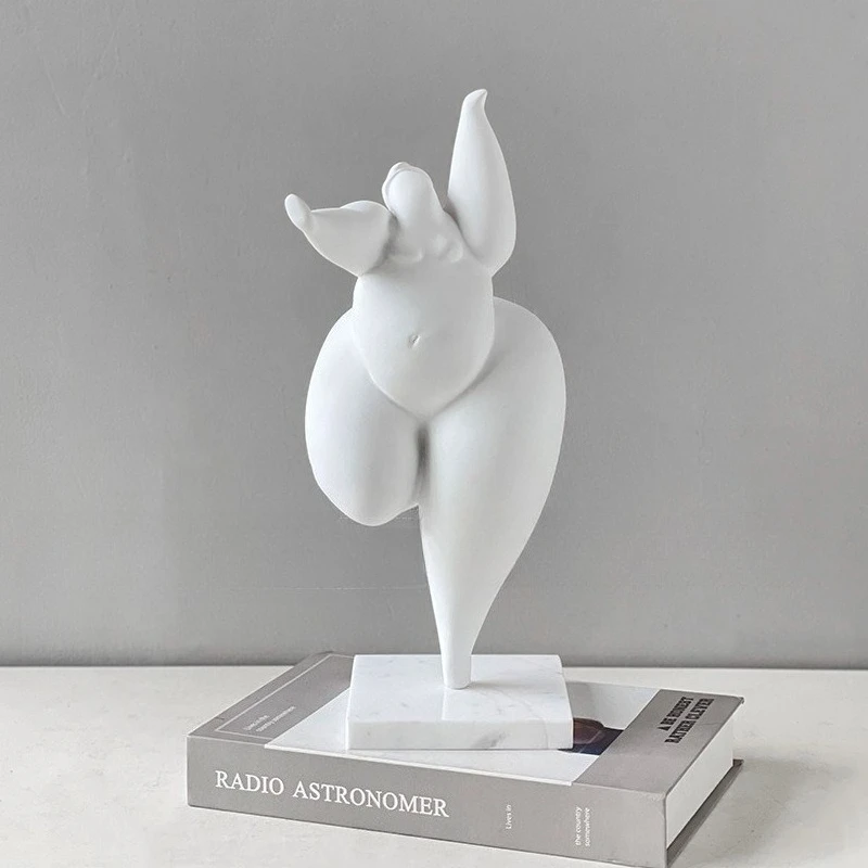Simple modern creative dancer sculpture decoration, fat girl character soft decoration