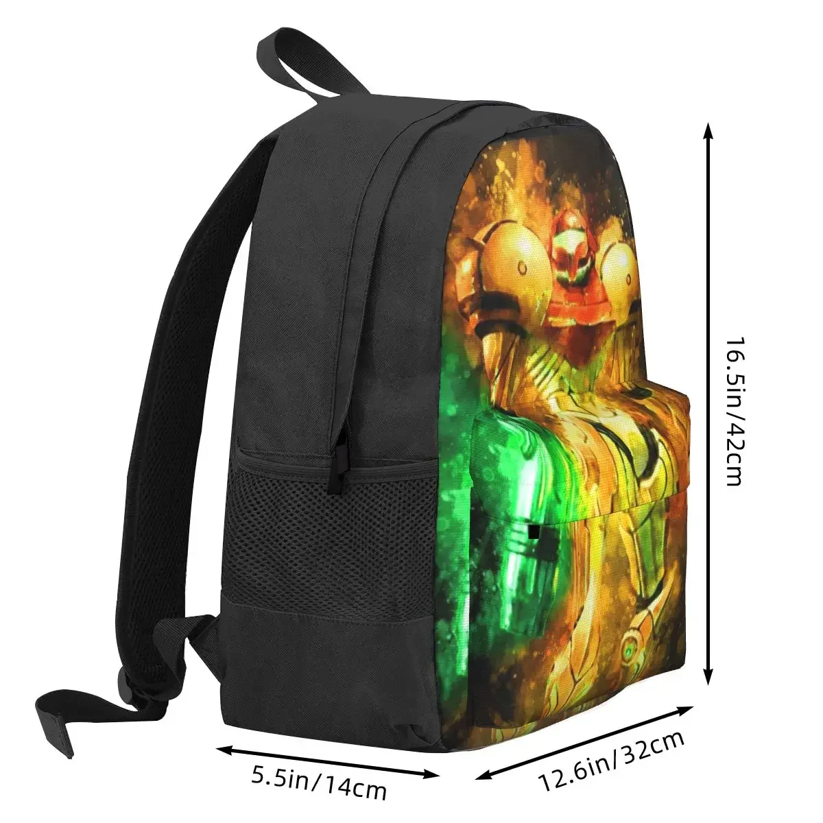 Metroid Samus Aran Prime Hunter Backpacks Boys Girls Bookbag Students School Bags Kids Rucksack Travel Rucksack Shoulder Bag