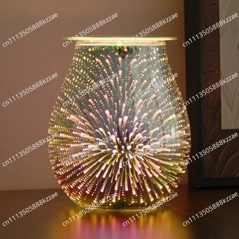 3D Glass Electric Aromatherapy Lamp Three-dimensional Electroplated Borosilicate Glass Cover Magic Lamp Aromatherapy Candle