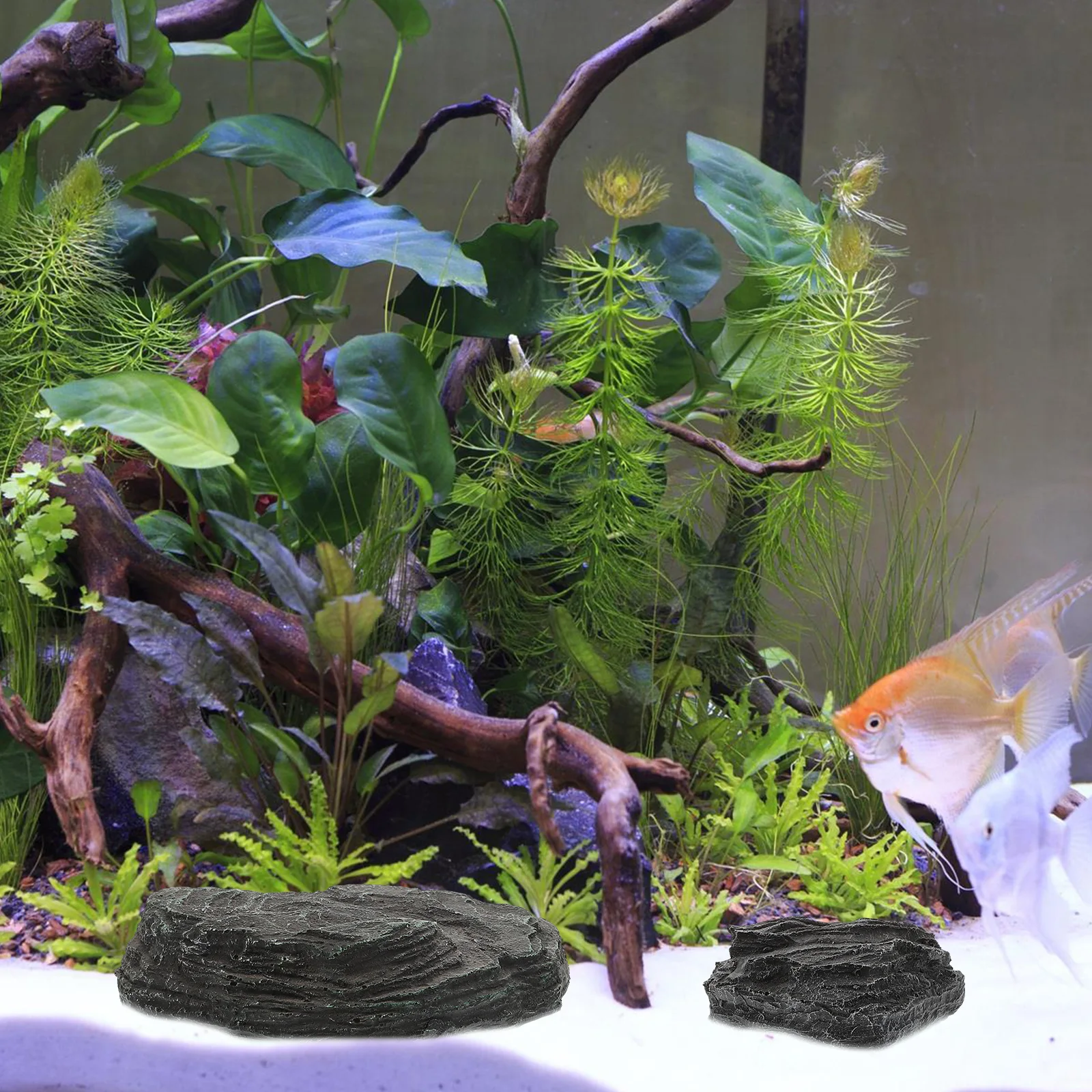 

2 Pcs Resin Fish Tank Stones Decorative Aquarium Ornaments Floating Stone Adorn Non Fading Safe Pet Accessories