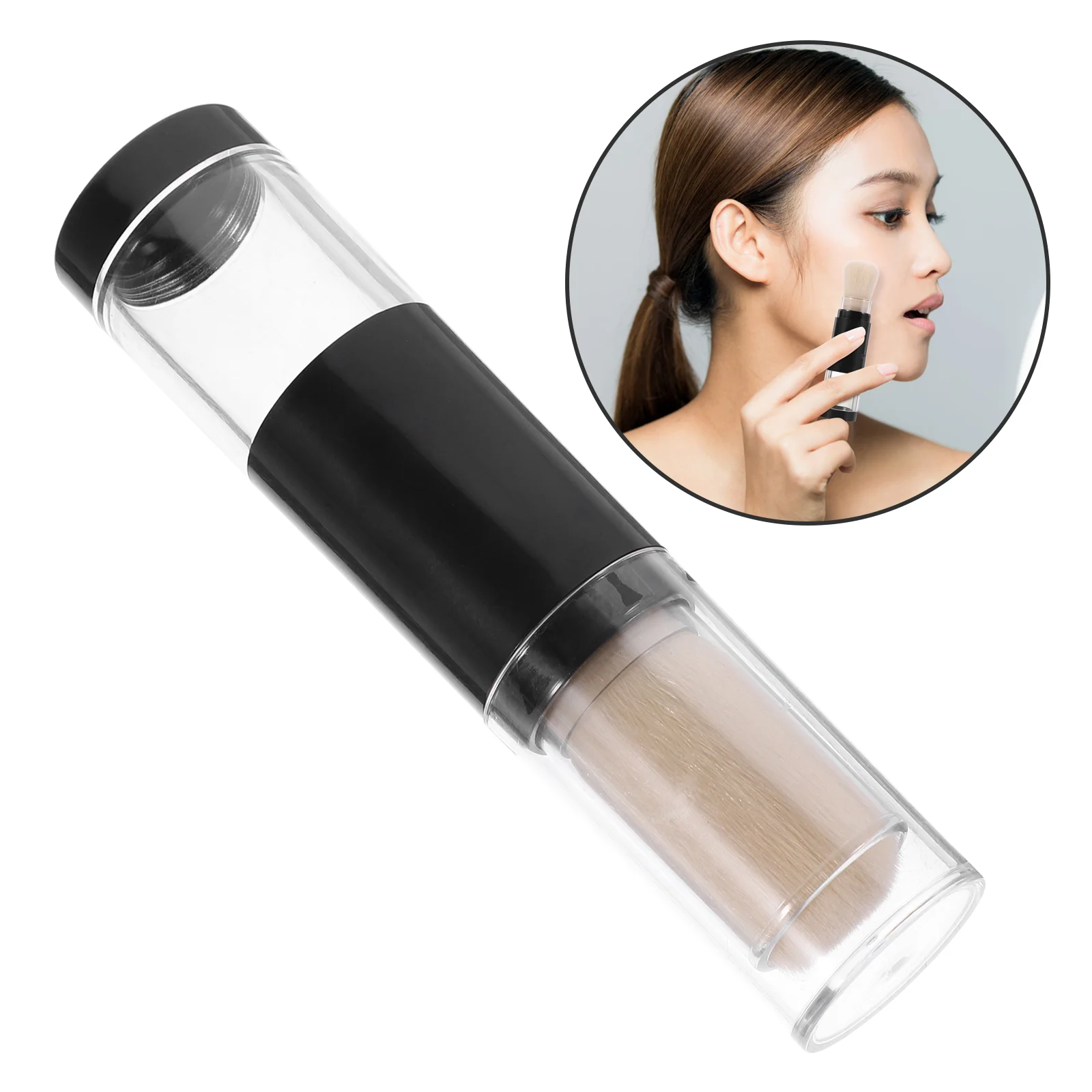 

1PC Press Type Makeup Packaging Powder Brush Portable Travel Beauty Tool Soft Nylon Retractable Blush for Foundation