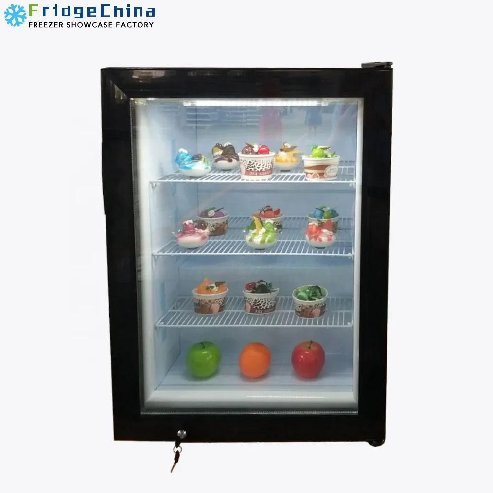 FridgeChina 98L Glass Door Freezer Vertical Smart Commercial Cooler Refrigerator Display Fridge