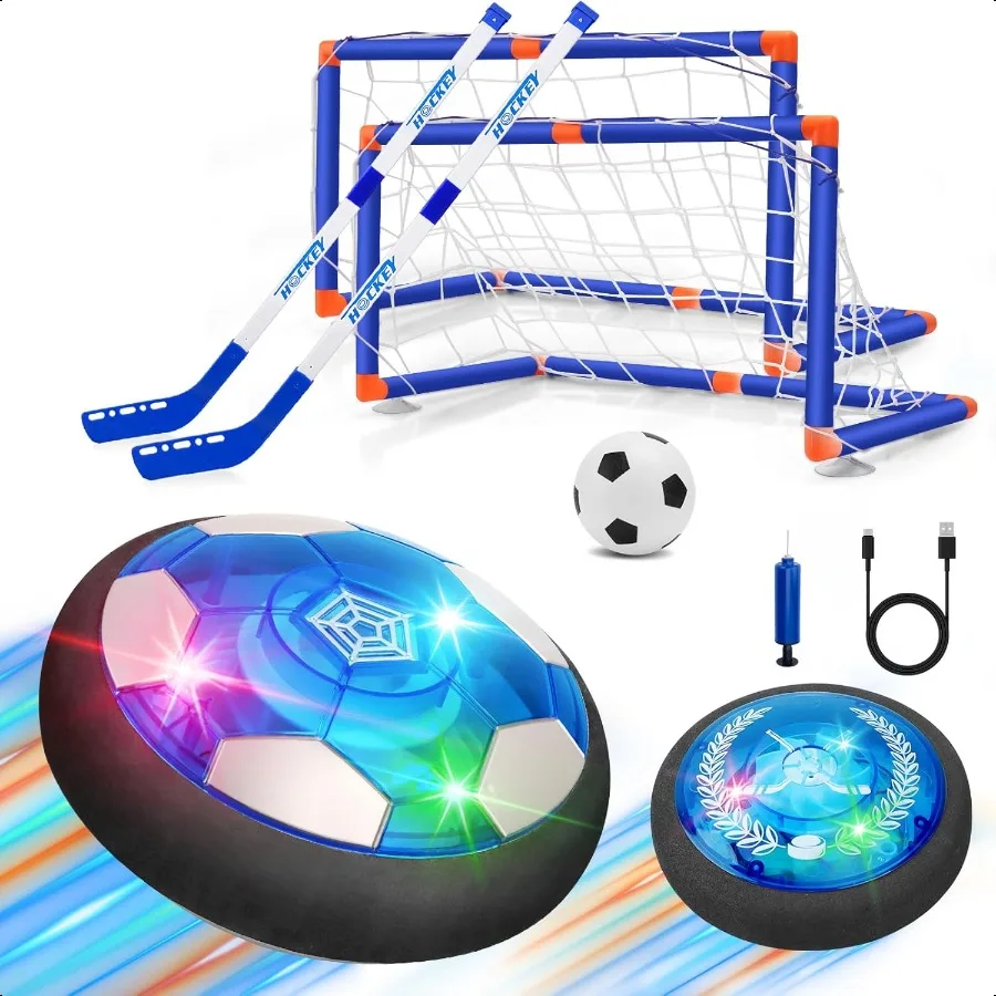

3in1 Hover Hockey Soccer Ball Toys Set Led Lights Floating Air Football Indoor Outdoor Sport Toys for Christmas Birthday Gifts
