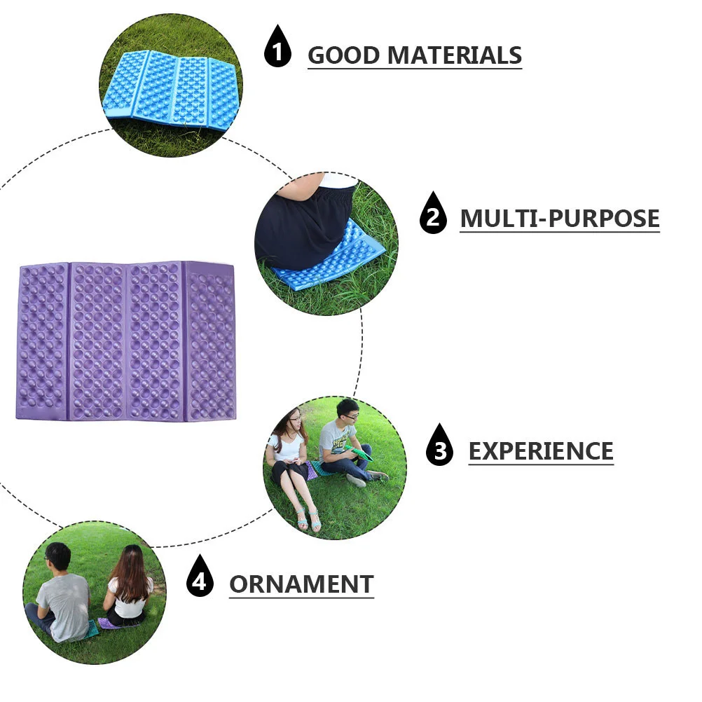 Tapis de pique-nique léger et imperméable, coussin d'extérieur, pour Camping, randonnée, plage, tapis de sol pliant Eva, 4 pièces