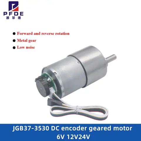 Moteur à courant continu JGB37-3530 avec encodeur, mesure de vitesse, disque codeur, couple élevé, 6V 12V 24V