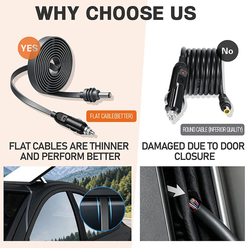 Starlink mini car connector with cigarette lighter to DC flat power cord applied to RV/indoor/outdoor concealed power cord