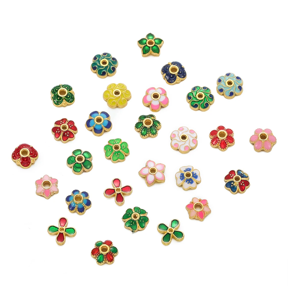 10pcs/lot Metal Loose Spacer Beads Flowers Caps For DIY End Spacer Charms Necklace Bracelets Earring Jewelry Making Craft