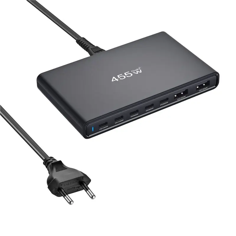 CJSD-Ultra-Slim 455W Gan Desktop 5C2A Multi-Port Fast Charging For Phones And Tablets For Various Devices EU PLUG