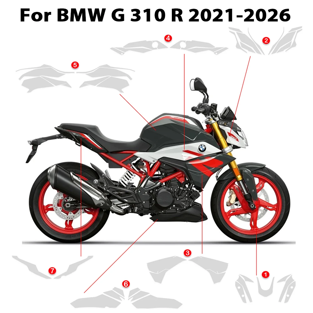 For BMW G310R G 310R 2021-2026 7.5Mil TPU Bumper Hood Scratch-Resistant Self-Healing Paint Protection Film Invisible Pre-Cut PPF
