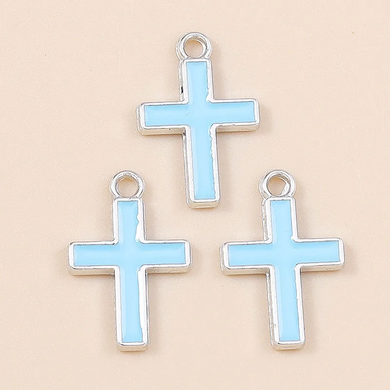 Leslie 10 Stück religiöse Kreuz-Charms-Anhänger für Halskette, Ohrringe, Gold, Silber, vergoldet, Charms, DIY-Schmuckherstellung – Detail 6