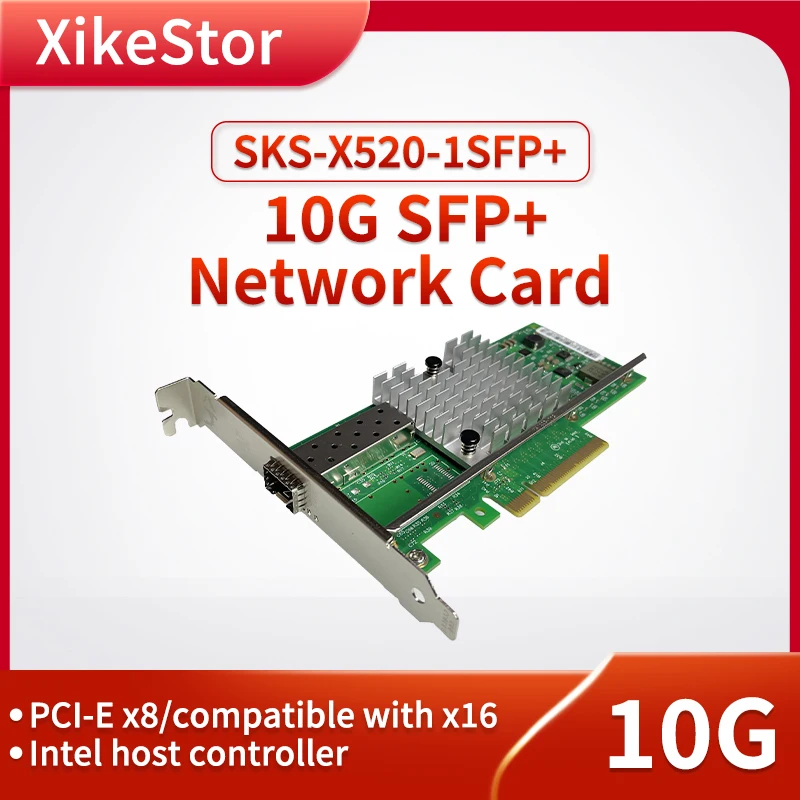 

XikeStor 10 Gigabit Ethernet Network Card PCIE X8 Intel 82599 Main Control Chip Dual SFP+ Ports Network Adapter