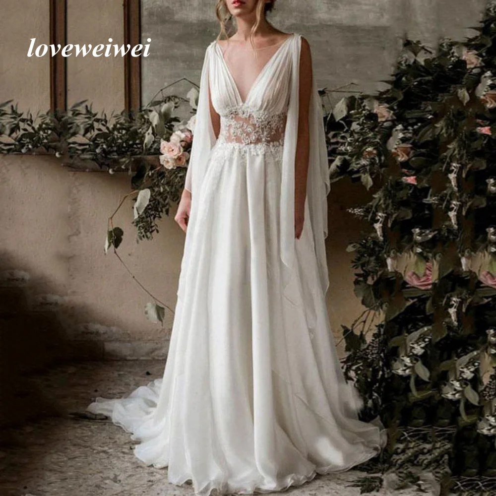 Boho Vintage Wedding Dress For Bride Custom Made Appliques Tank Wedding Gown A Line Illusion Bridal Dress robe de mariée