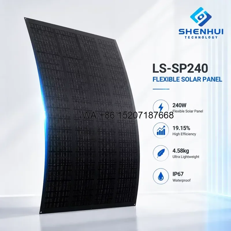 Wmwmnu 240W Flexible Solar Panel 19.15% Efficiency Mono PV Module IP67 Lightweight Solar Energy Solution for Off Grid Systems